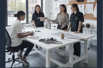 FORMAT Blanks design and innovation lab in Providence, RI, featuring technical sketching and prototyping.